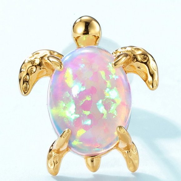 10K Gold-Plated Opal Turtle Earrings For Women - Picture 3 of 5